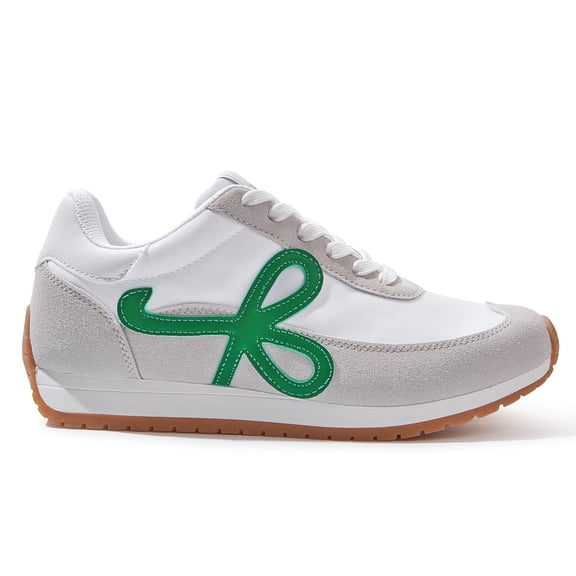 LUCKY STEP Stylish Retro Casual Comfortable Running Walking Shoes,Grey/Green,Womens