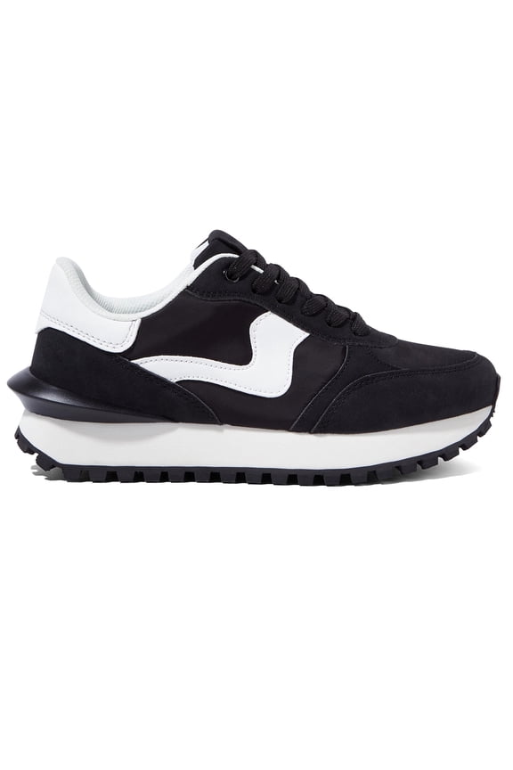 Stylish Retro Platform Sneakers Casual Walking Running Shoes,Black,Womens