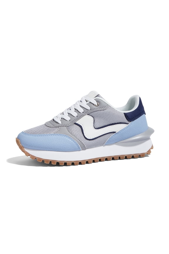 Stylish Retro Platform Sneakers Casual Walking Running Shoes,Blue/Grey,Womens