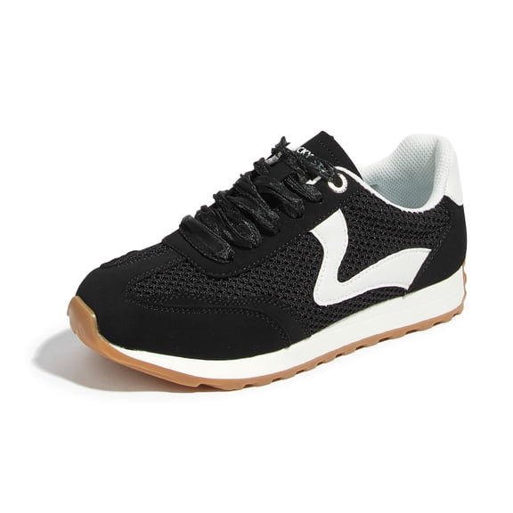 LUCKY STEP Womens Fashion Sneakers Trendy Tennis Shoes Stylish Retro Casual Shoes,Black