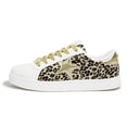 thumbnail image 1 of LUCKY STEP Stylish Star Low Top Lace Up Sneaker Comfort Walking Shoes,Gold Leopard Star,Womens, 1 of 10