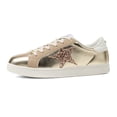 thumbnail image 1 of LUCKY STEP Stylish Star Low Top Lace Up Sneaker Comfort Walking Shoes,Gold PU,Womens, 1 of 11