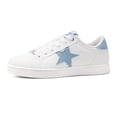 thumbnail image 1 of LUCKY STEP Stylish Star Low Top Lace Up Sneaker Comfort Walking Shoes,White/Denim Blue PU,Womens, 1 of 10