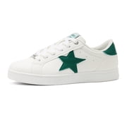 Stylish Star Low Top Lace Up Sneaker Comfort Walking Shoes,White/Green,Womens
