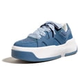 thumbnail image 1 of LUCKY STEP Stylish Thick Soled Sneakers Multi Colored Shoelaces Casual Shoes,Denim Blue,Womens, 1 of 10