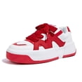 thumbnail image 1 of LUCKY STEP Stylish Thick Soled Sneakers Multi Colored Shoelaces Casual Shoes,White&Red,Womens, 1 of 10