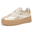 thumbnail image 1 of LUCKY STEP Womens Suede Thick Sole Sneakers Retro Rubber Fashion Casual Shoes,Gold, 1 of 7