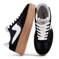 thumbnail image 1 of LUCKY STEP Womens Platform Fashion Sneakers Thick Sole Suede Faux Leather Casual Shoes,Black&White, 1 of 6