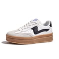 thumbnail image 1 of LUCKY STEP Womens Platform Fashion Sneakers Thick Sole Suede Faux Leather Casual Shoes,White&Black, 1 of 2