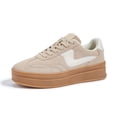 thumbnail image 1 of LUCKY STEP Womens Platform Fashion Sneakers Thick Sole Suede Faux Leather Casual Shoes,Beige, 1 of 12