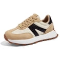 thumbnail image 1 of LUCKY STEP Womens Platform Shoes Chunky Fashion Lace-up Sneakers Casual Shoes,Beige&Black, 1 of 10