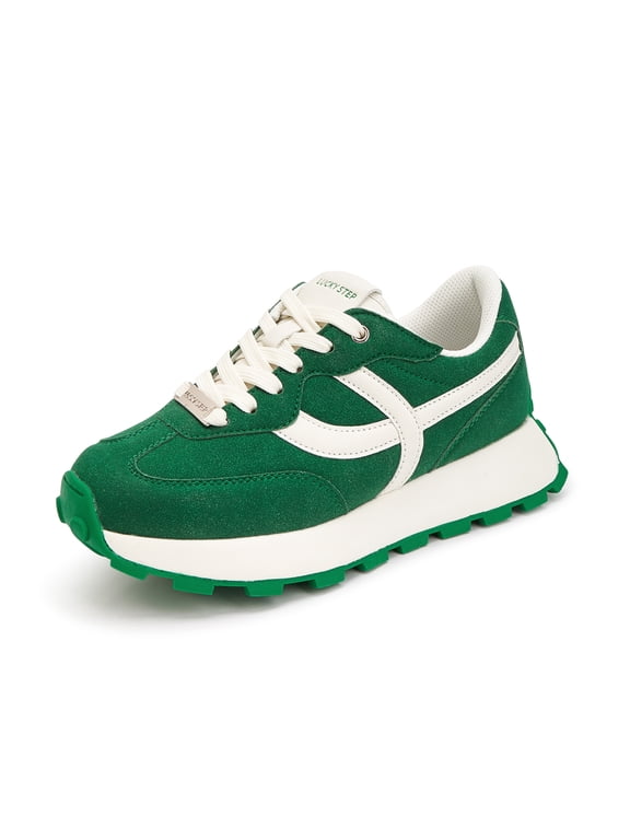 Womens Retro Platform Sneakers Classic Comfortable Casual Shoes,Green