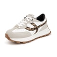 thumbnail image 1 of LUCKY STEP Womens Retro Platform Sneakers Classic Comfortable Casual Shoes,Grey&Leopard, 1 of 11