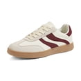 thumbnail image 1 of LUCKY STEP Womens Retro Suede Sneakers Gum Sole Low-Top Casual Shoes,Beige&Red, 1 of 9