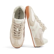 Womens Retro Thin Sole Lace up Fashion Sneakers Classic Lightweight Casual Shoes,Beige