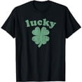 thumbnail image 1 of LUCKY Shamrock 4 Leaf Clover Retro Vintage St. Patrick's Day T-Shirt, 1 of 5