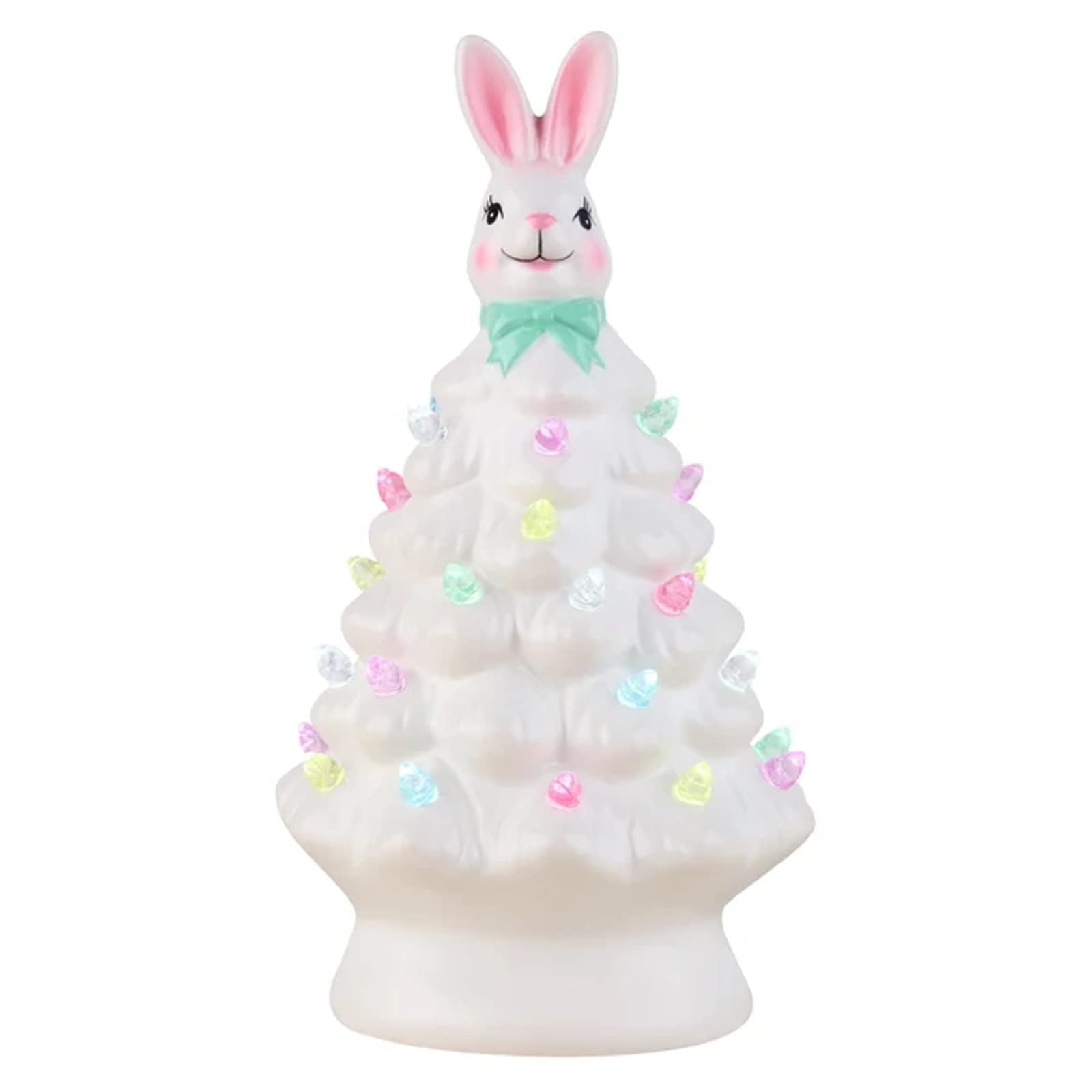 Dynaming 23 Inch Lighted Easter Bunny Tree - Battery Operated Tabletop Decor With LED Lights & Eggs