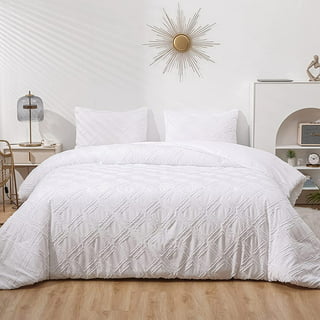 Suniya White Microfiber Reversible Comforter Set Jacquard & Tufted