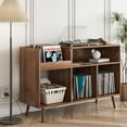 thumbnail image 1 of LUCKYELF Record Player Stand with Storage, Record Storage Cabinet, Wood Turntable Stand for Living Room Bedroom, Walnut Color, 1 of 7