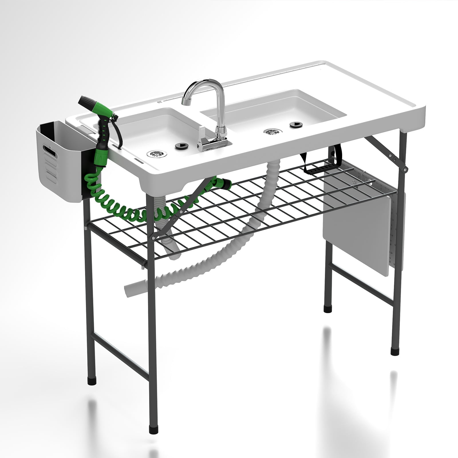 Foldable Double Sink Plastic Fish Cleaning Table MultiPurpose