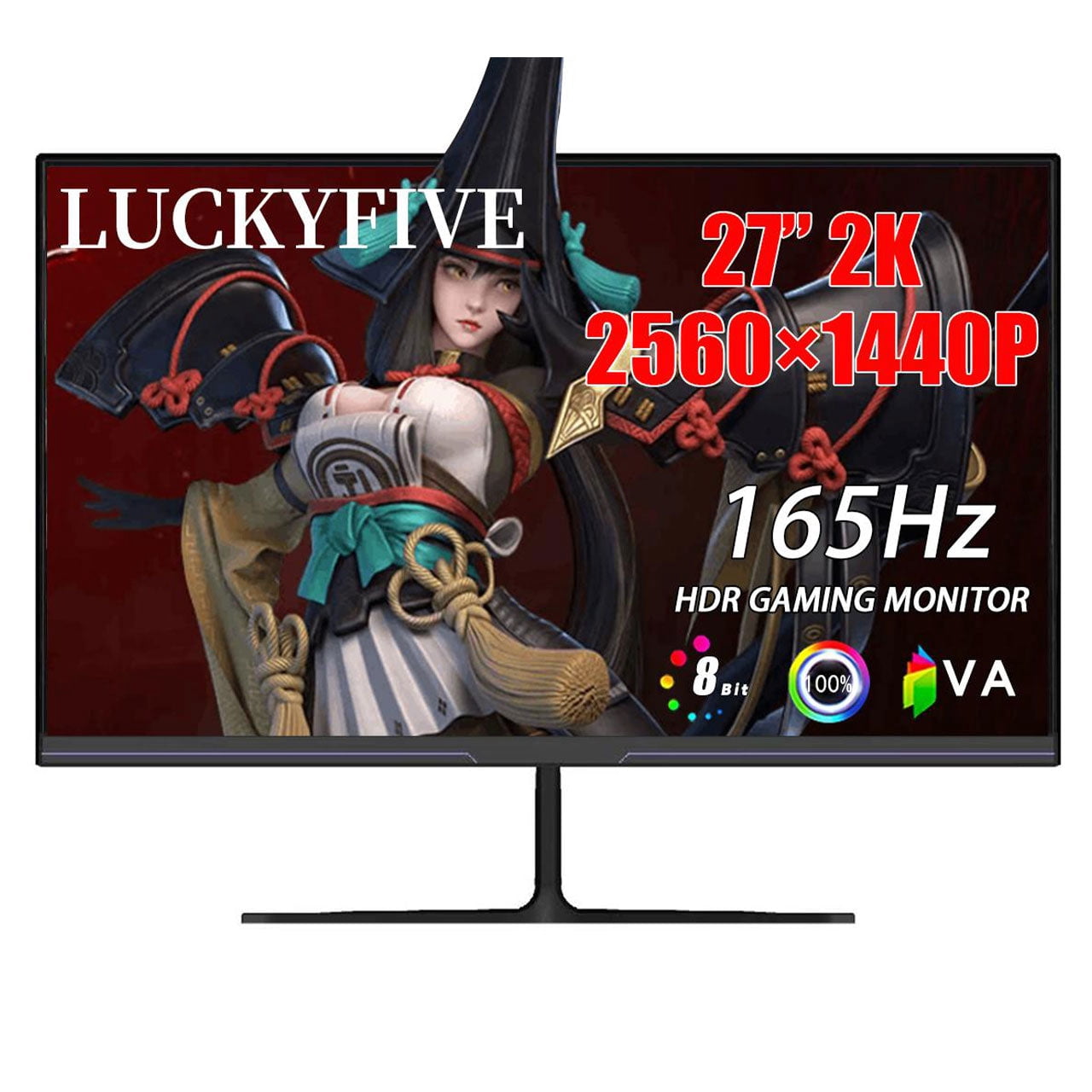 LUCKYFIVE 27'' 2K 165Hz HDR Gaming Monitor, 2560 x 1440P VA Display With Built-in Speakers, 178° Wide Viewing Angle, Support HDMI And DisplayPort, VESA Mountable