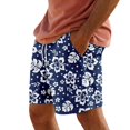LUCKYW Mens Hawaiian Casual 5" Cotton Linen Printed Shorts Elastic