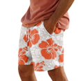 LUCKYW Mens Hawaiian Casual 5" Cotton Linen Printed Shorts Elastic