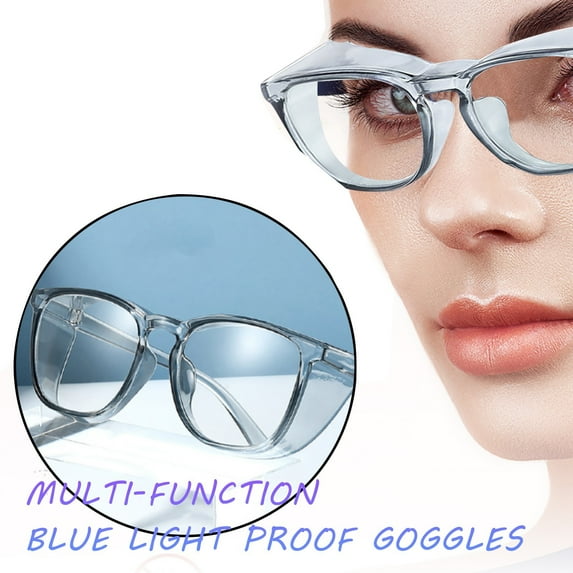 LUCKYW Safety Glasses, Anti Fog Safety Goggles for Women Men, Blue Light Blocking Stylish Eye Protection Glasses Side Shield,Blue