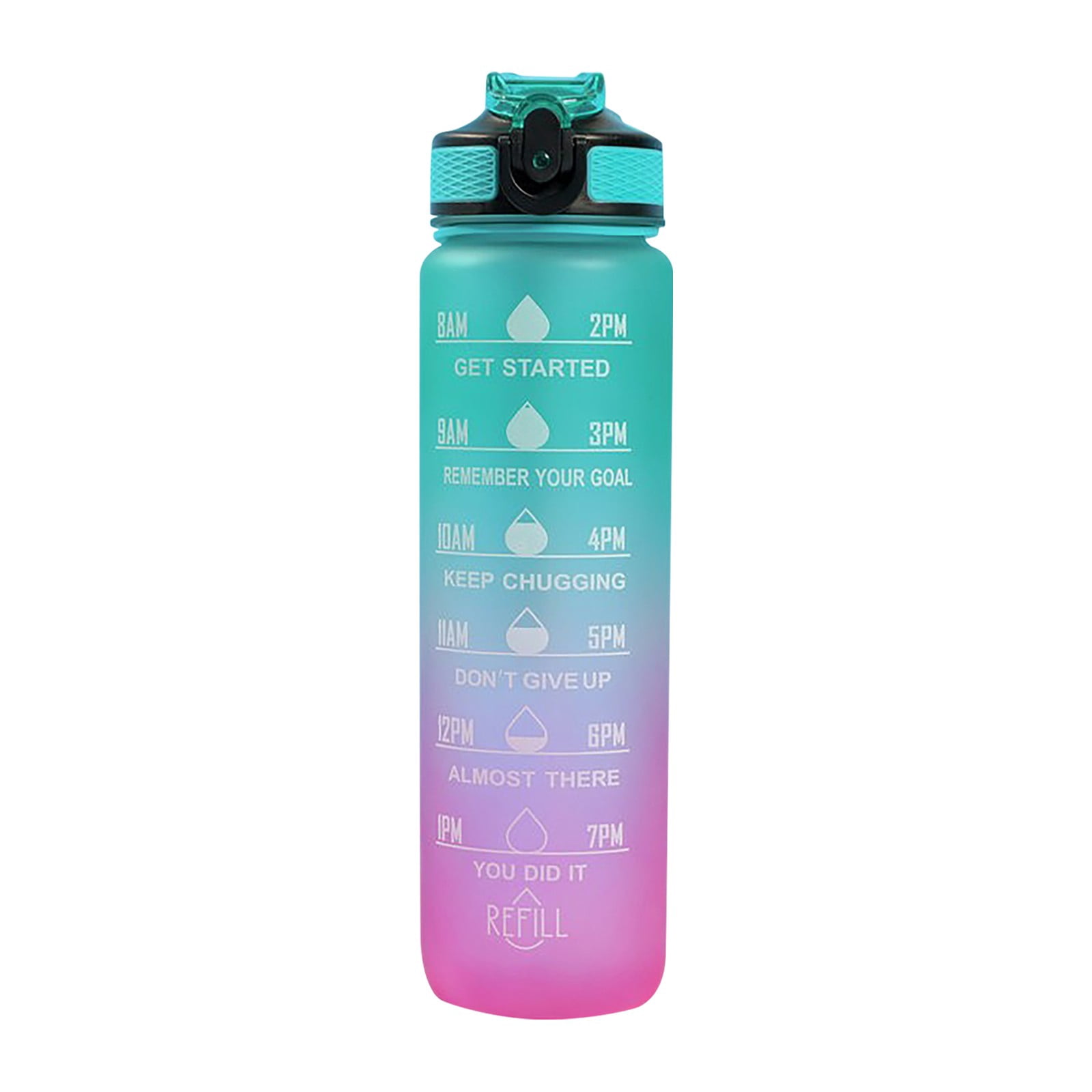 LUCKYXTT 32oz/1000ml Motivational Fitness Sports Water Bottle With Time ...