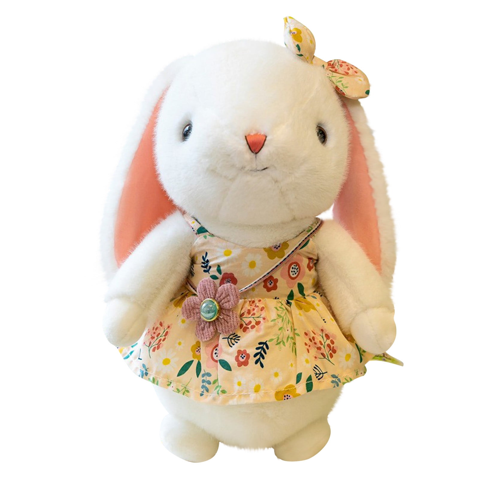 LUCKYXTT Adorable Plush Bunny Toy with Floral Dress and Bow Perfect ...