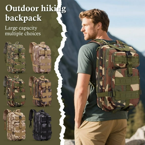 LUCKYXTT Durable Tactical Backpack for Outdoor Adventures, Military-Grade Material, 30L Capacity, Water-Resistant, Camo Design