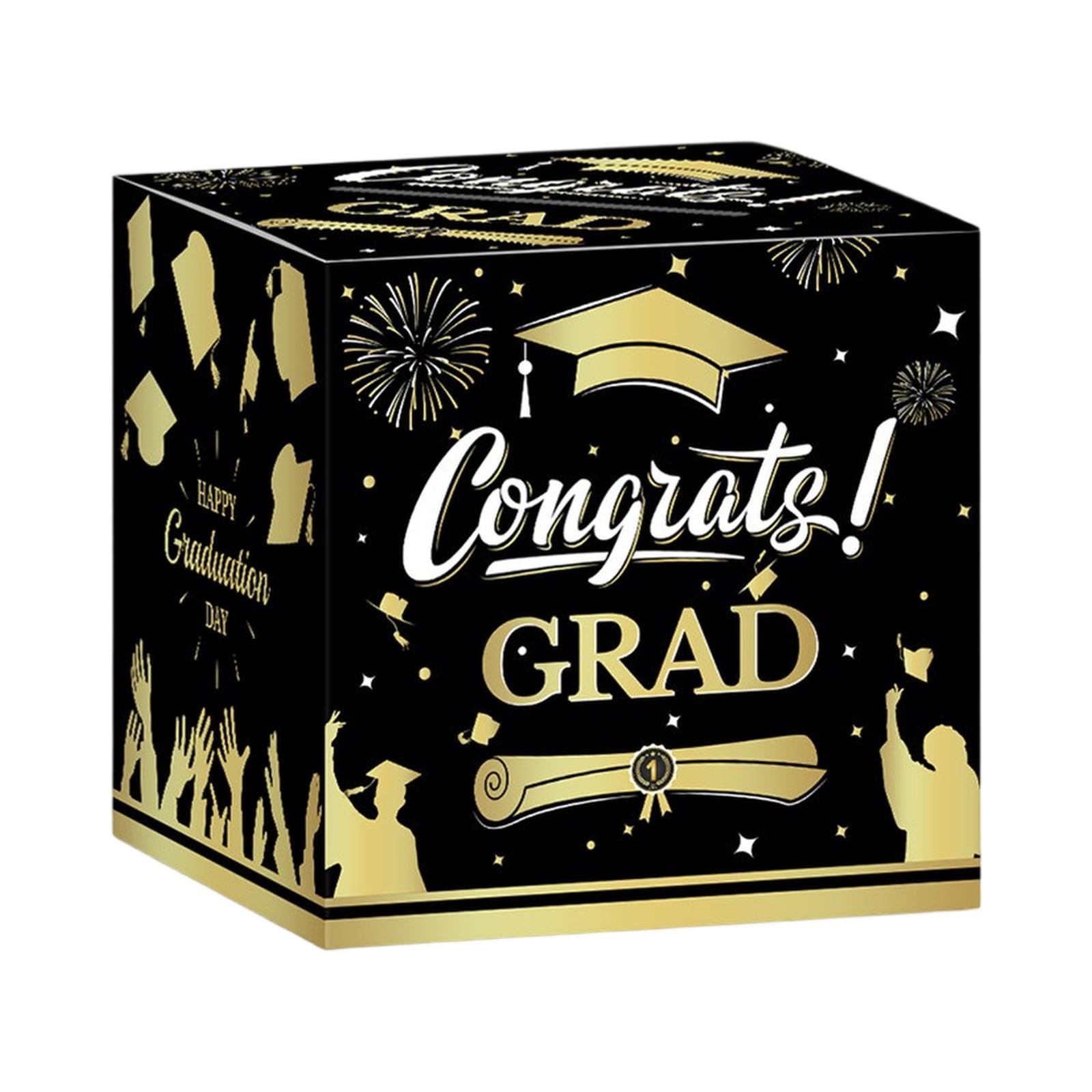 LUCKYXTT Graduation Party Centerpiece Box Congrats Grad Design with Cap and Diploma Graphics ...