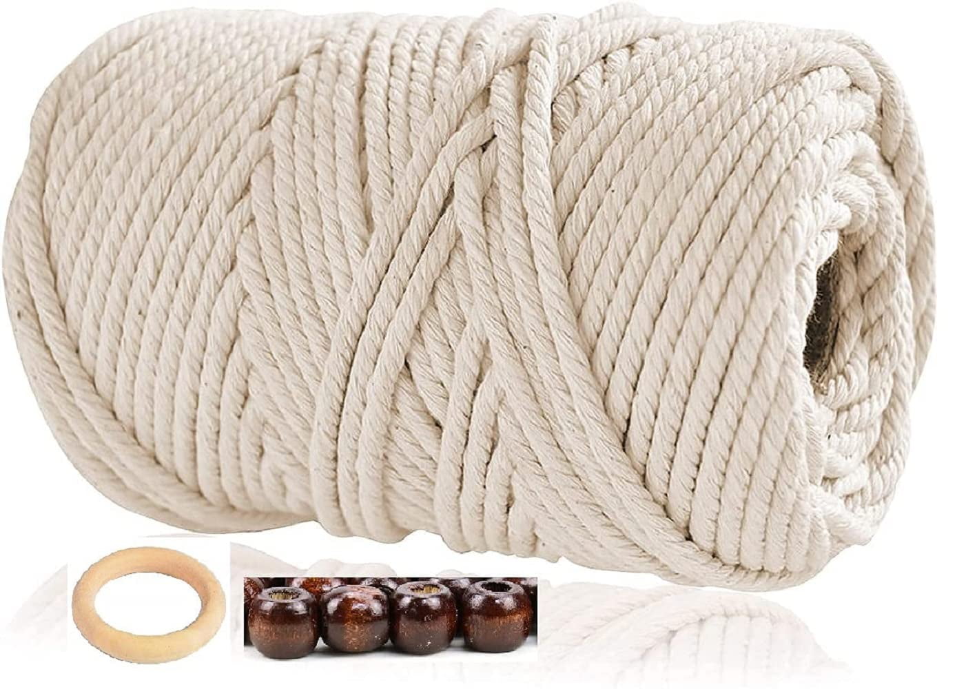 MB Cordas Macrame Rope 4mm – Natural Cotton Cord, 872 Yards, For Macramé, Knitting, Crafts