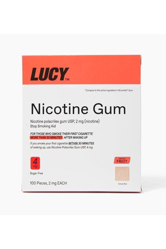 Nicotine Gum, Stop Smoking Aid and Withdrawal Support, Fruit Flavor, 4mg 100ct pack