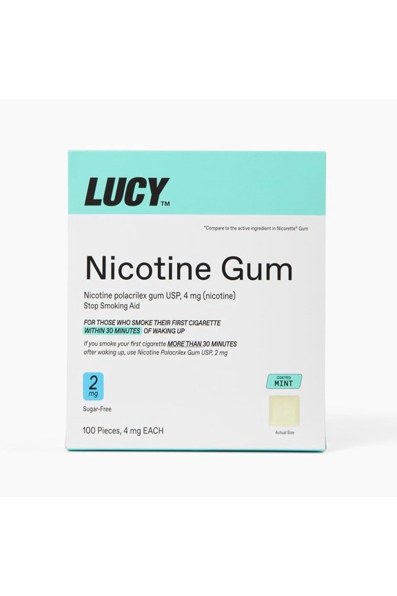 Nicotine Gum, Stop Smoking Aid and Withdrawal Support, Mint Flavor, 2mg 100ct pack