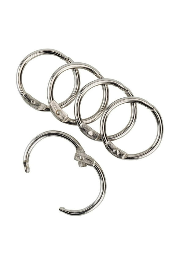Clearance Loose Leaf Binder Rings, Keychain Key and Metal Book Nickel Plated Steel BinderRings, Silver, for School, Home, or Office