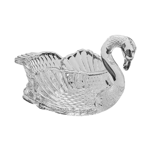 LUDJSKZ Hot Sale 1Pcs Crystal Swan Bowl Decorative Centerpiece Bowl for Candy Dish Flower Vase Fruits Table Decoration, 29.5*18Cm/11.6*7.1Inch, Clear-White