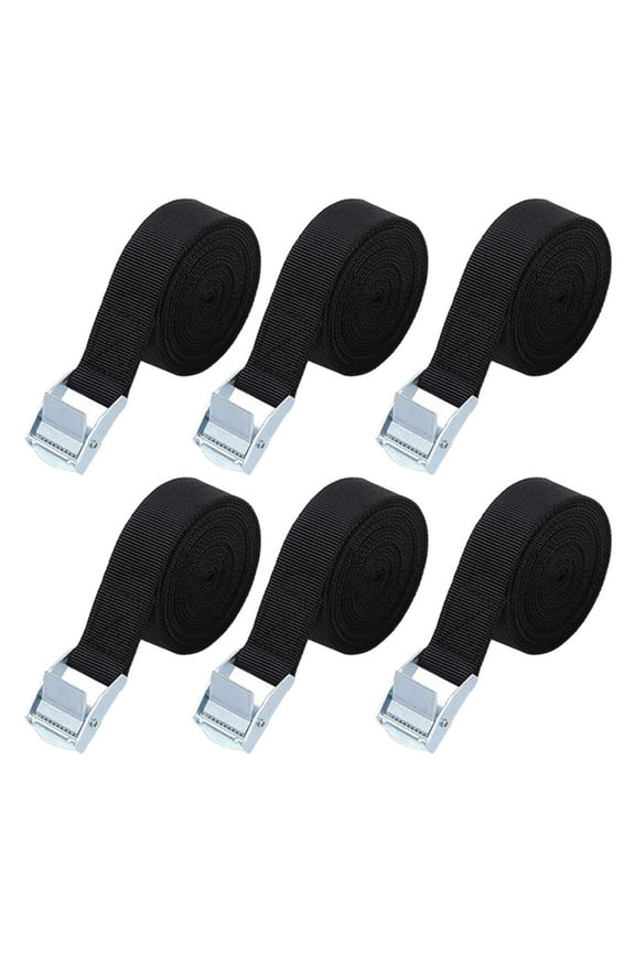 Hot Sale Packing Tape 6Pcs Tie Down Straps *25Mm Tension Belts Adjustable Straps Luggage with Buckle for Motorcycles Trucks Cargo Trailer(Black)