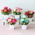thumbnail image 1 of LUDLZ 15cm Artificial Plastic Pink Tea Rose Wedding Bouquet, 1 of 2