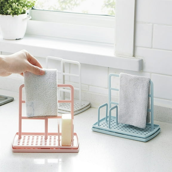 LUDLZ Kitchen Sponge Holder Polypropylene Sink Caddy with Drain Pan, 317