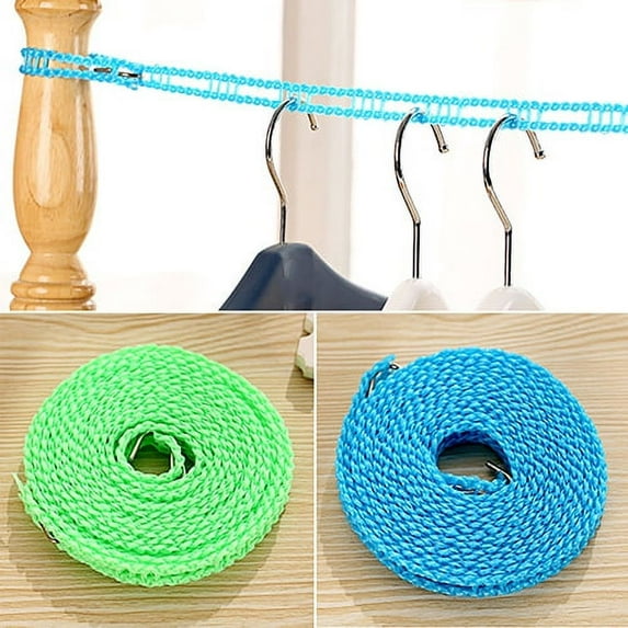 LUDLZ Portable Windproof Clothesline, with 2 Shaped Hooks, Single Count