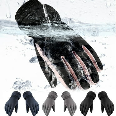 LUDLZ Touch Screen Winter Gloves, Unisex, Waterproof Faux Leather, Black, 26cm x 12cm