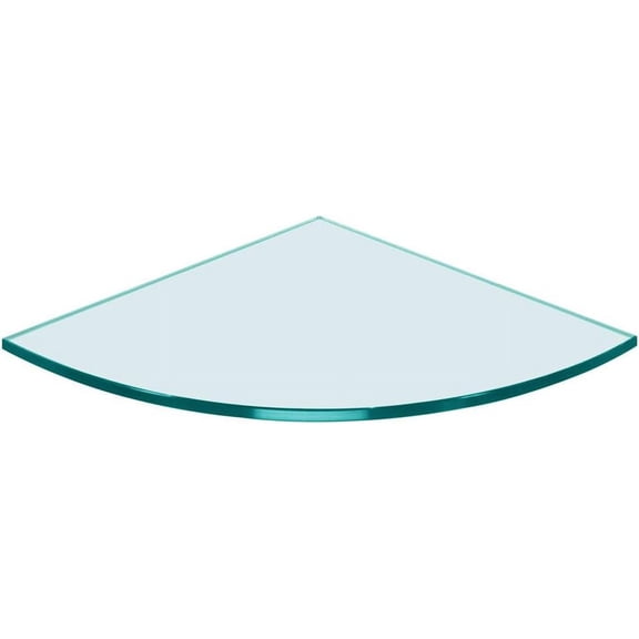 LUDYSHARE 16" x 16" Quarter Round Floating Glass Shelf - Shelf Only - Tempered - 3/8" Thick - Flat Polished Glass