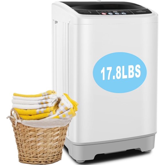 LUDYSHARE 17.8Lbs Portable Washing Machine, 2.3 Cu.ft Washer Dryer Combo w/Drain Pump, 10 Programs 8 Water Level for Home, RV, Dorm
