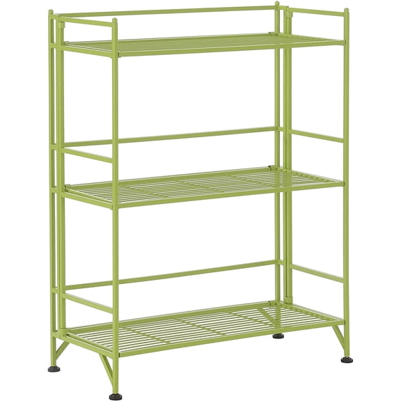 LUDYSHARE 3-Tier Wide Folding Metal Storage Shelves - Closet Organizer for Office, Laundry, Bedroom, Garage, Kitchen, Bathroom - Lime Green