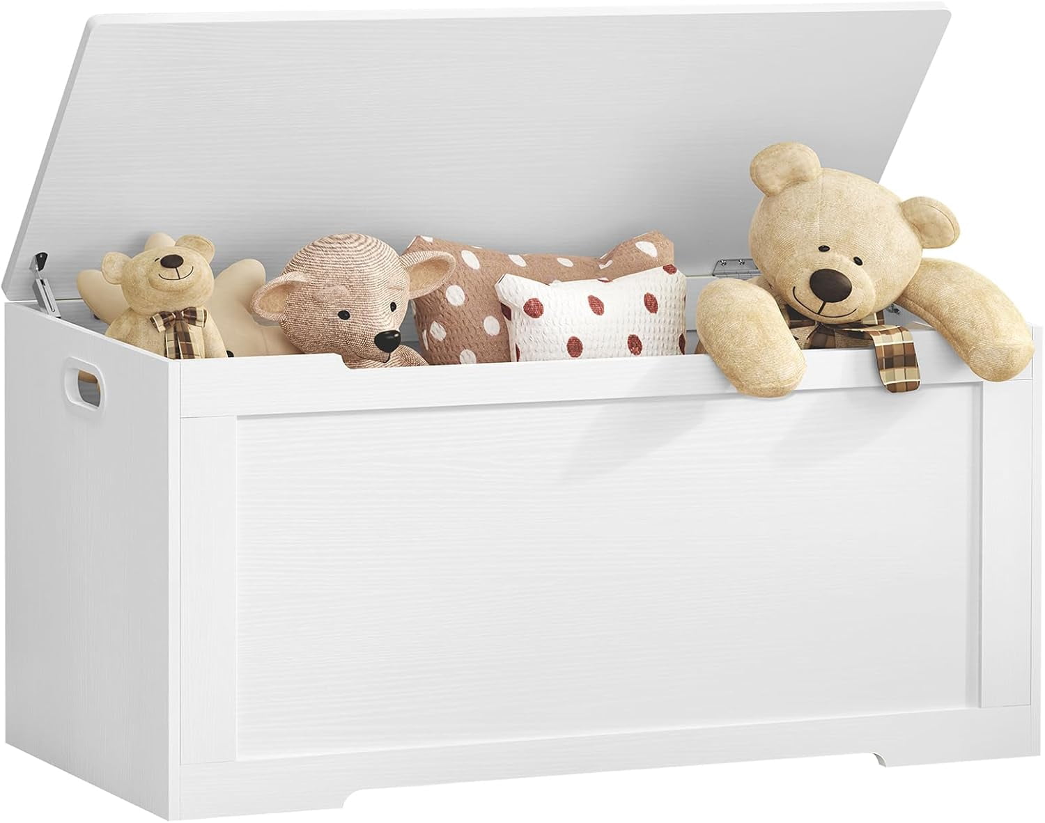 LUDYSHARE 39.4” Toy Chest, Toy Box for Living Room, Storage Chest with 2 Safety Hinges, Lift Top Storage Bench, Storage Trunk, for Bedroom, Entryway, White