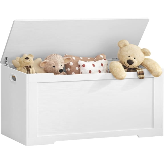 LUDYSHARE 39.4 Toy Chest, Toy Box for Living Room, Storage Chest with 2 Safety Hinges, Lift Top Storage Bench, Storage Trunk, for Bedroom, Entryway, White