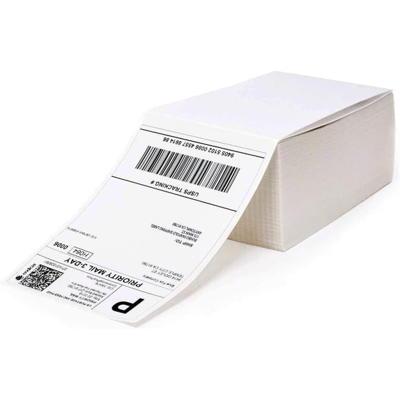 LUDYSHARE 4x6 Direct Thermal Labels, 2000 Fanfold Shipping Labels for Zebra & Most Printers - Perforated, 4 Stacks, White