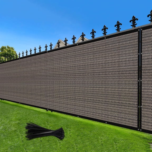 LUDYSHARE 8'x14' Fence Privacy Screen Outdoor Mesh Wind Block for Patio Garden Backyard, Brown, 95% UV Protection, Custom Size Available