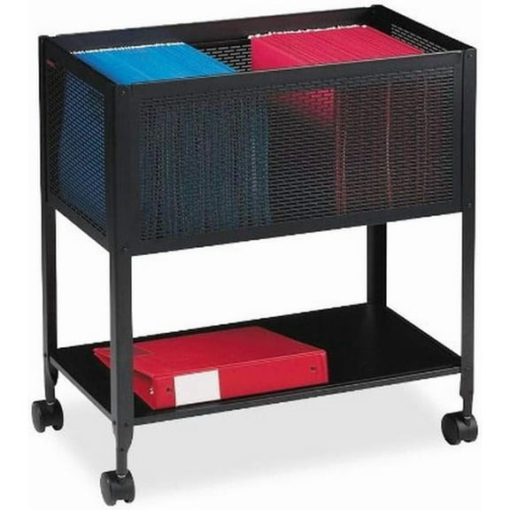 LUDYSHARE Mesh Rolling File Cart, 12.5"x25"x28.25", Black, Mobile Hanging Folder Storage